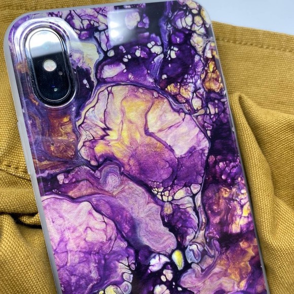 iPhone 6 Case Purple Yellow Marble Print Cover NEW - Picture 5 of 10
